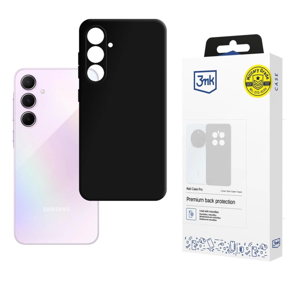 Samsung Galaxy A55 5G dėklas 3mk Matt Case Pro – matinės juodos