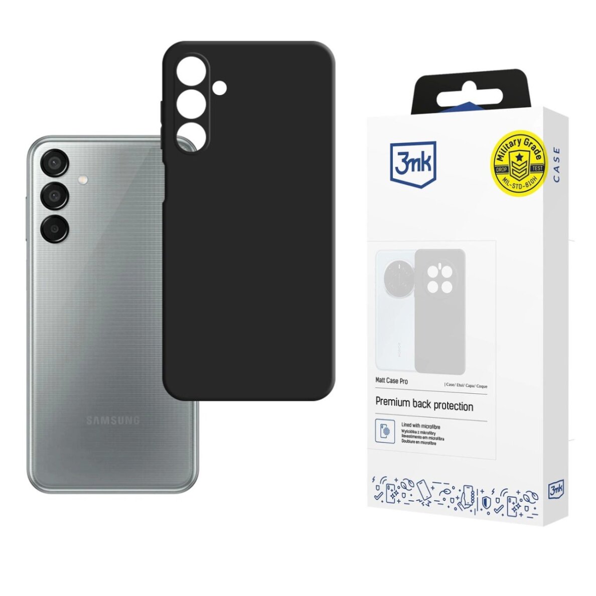 Samsung Galaxy M15 5G dėklas 3mk Matt Case Pro – matinės juodos