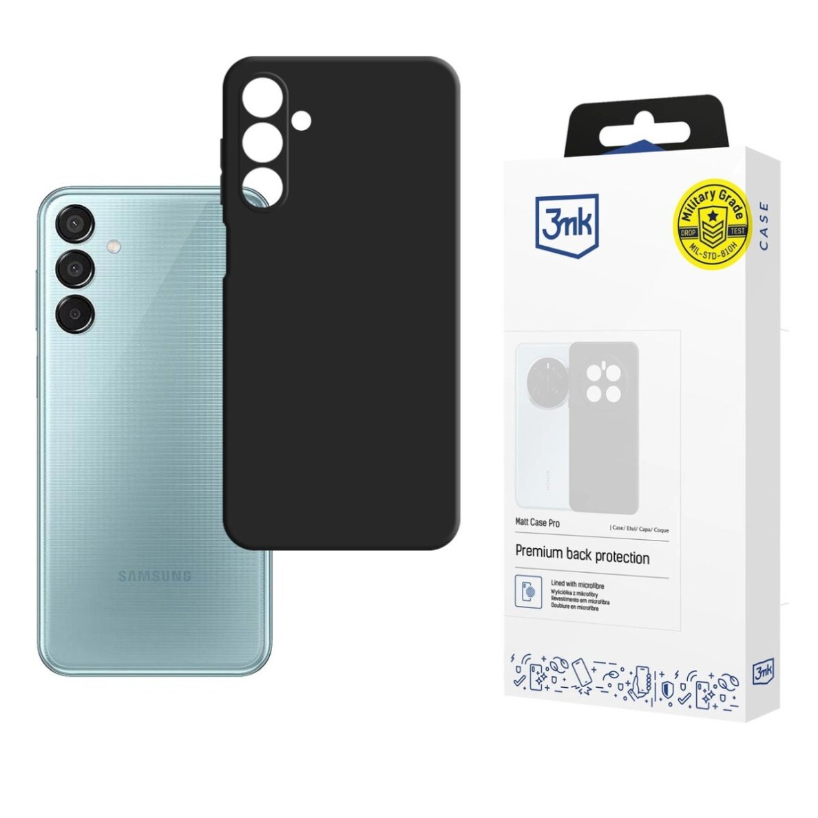 Samsung Galaxy M16 5G dėklas 3mk Matt Case Pro – matinės juodos spalvos Samsung Galaxy M16 5G dėklas 3mk Matt Case Pro – matinės juodos spalvos