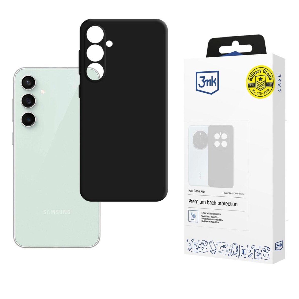 Samsung Galaxy S23 FE dėklas 3mk Matt Case Pro – matinės juodos