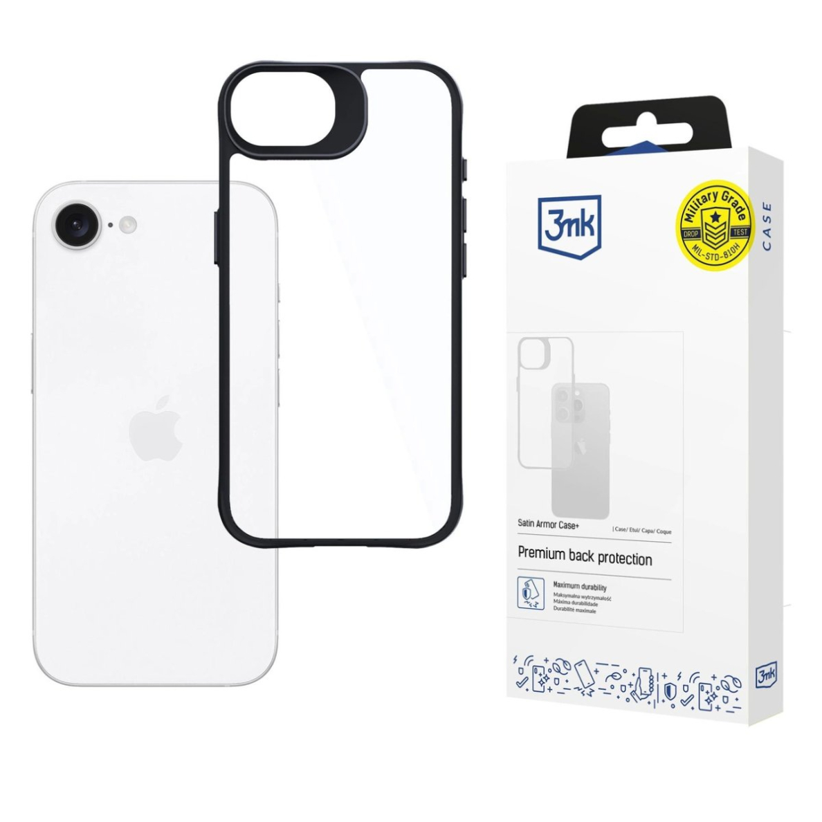 Dėklas 3mk Satin Armor Dėklas+ skirtas Apple iPhone 16e / SE 4 - permatomas