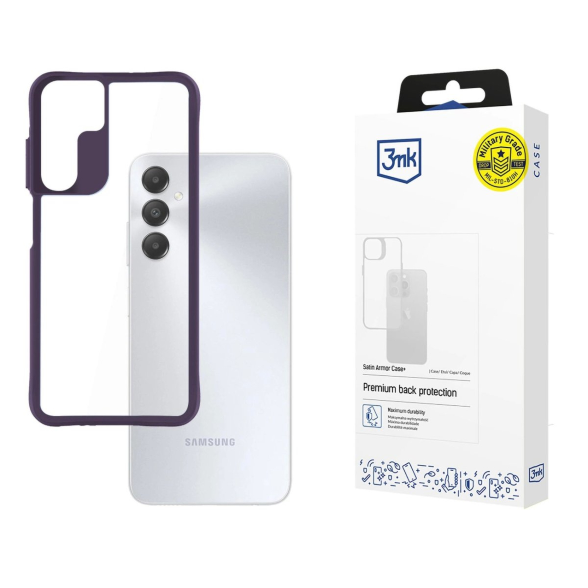 Dėklas 3mk Satin Armor Case+ Purple Samsung Galaxy A15 5G - Permatomas Dėklas 3mk Satin Armor Case+ Purple Samsung Galaxy A15 5G - Permatomas