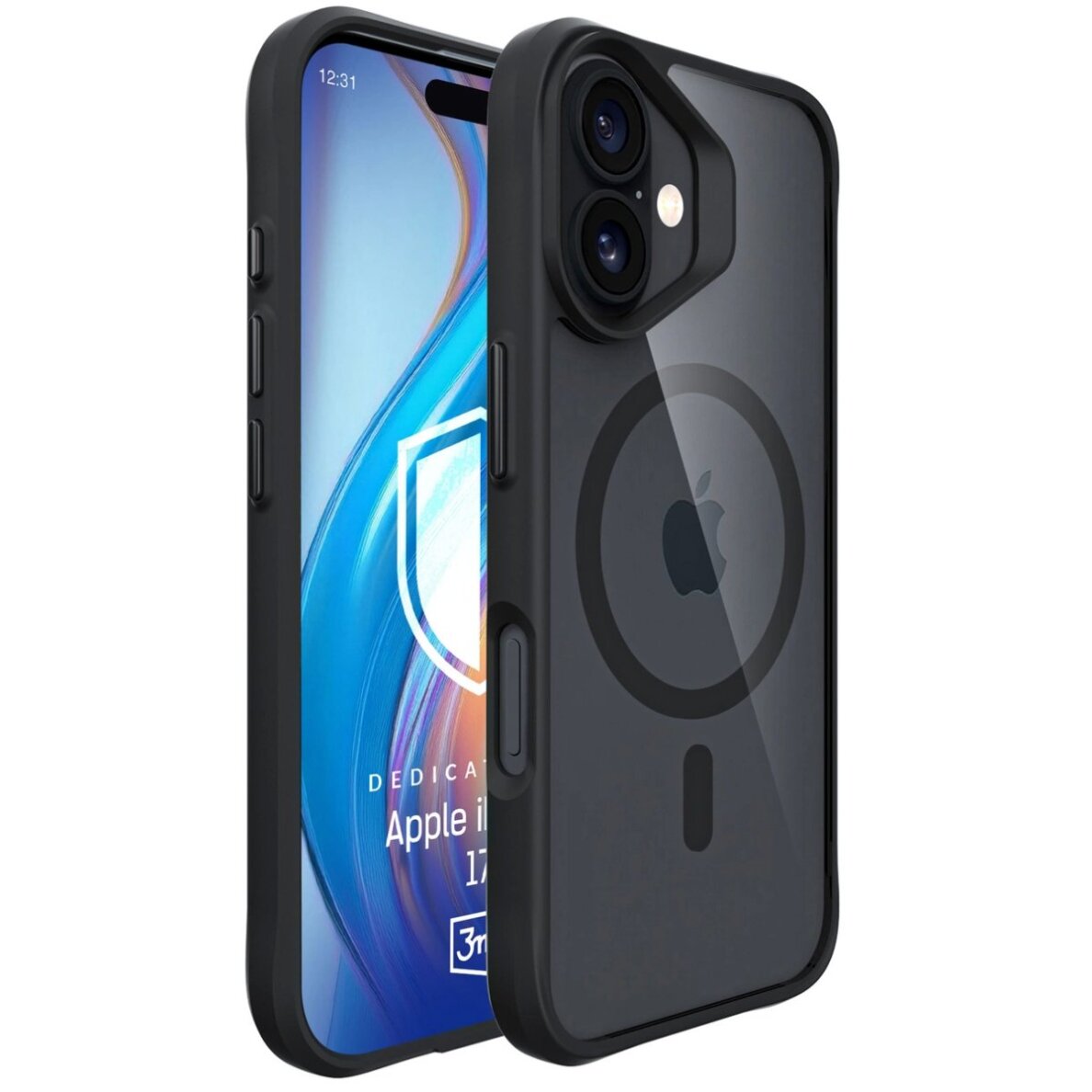 iPhone 17 dėklas 3mk Satin Armor MagCase – juodas