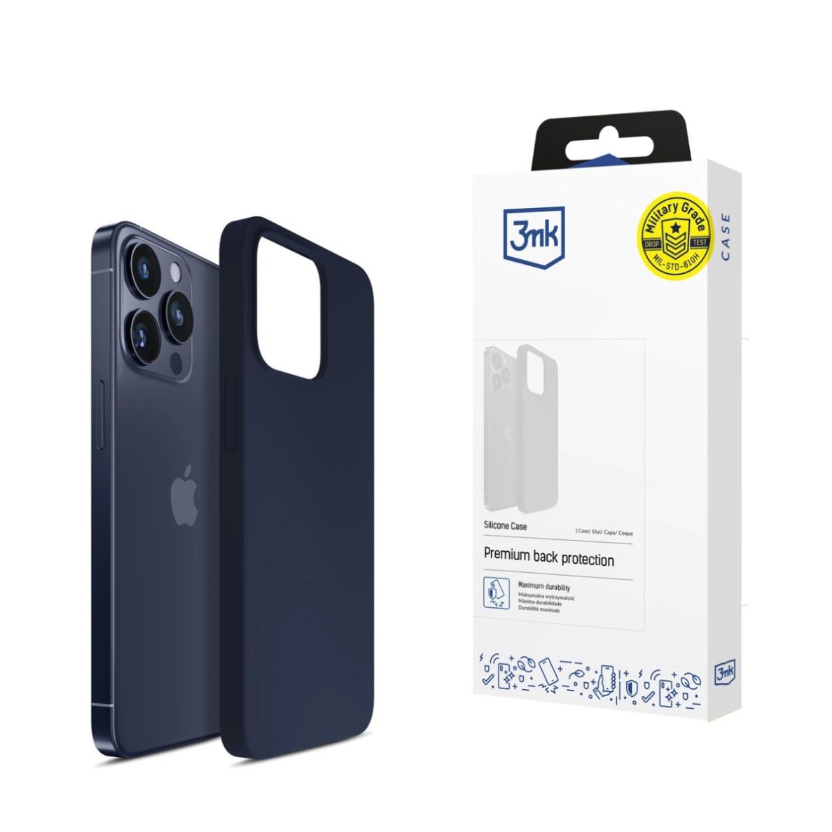 iPhone 15 Pro dėklas 3mk Silicone Case – tamsiai mėlynas