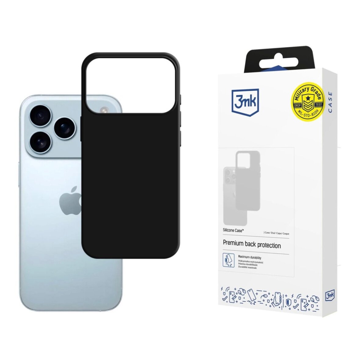 iPhone 17 Pro Max dėklas 3mk Silicone – juodas