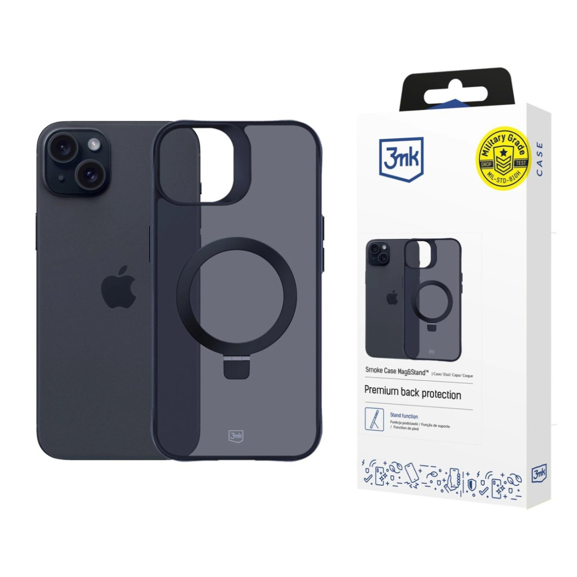 Dėklas 3mk Smoke Case Mag Apple iPhone 15 plus - Juodas Dėklas 3mk Smoke Case Mag Apple iPhone 15 plus - Juodas