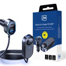 Automobilinis įkroviklis 3mk Double Car Charger 135W PD QC PPS USB-C USB-A – juodas