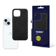 iPhone 15 Plus dėklas 3mk Hardy Apple Silky Leather su MagSafe – juodas
