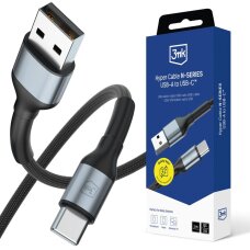Krovimo kabelis 3mk Hyper Cable N-SERIES USB-A / USB-C 1 m 9V/2A 18 W QC 3.0 – juodas