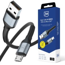 Krovimo kabelis 3mk Hyper Cable N-SERIES USB-A / MicroUSB 1 m 5V/2.4A 12 W – juodas
