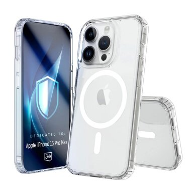iPhone 15 Pro Max dėklas 3mk Armor MagCase – skaidrus
