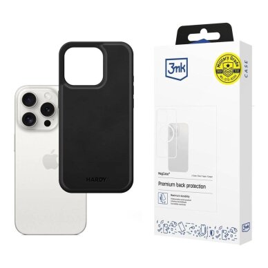 iPhone 15 Pro Max 3mk Hardy Apple Silky Leather MagCase dėklas – juodas