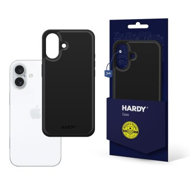 iPhone 16 Plus dėklas 3mk Hardy Apple Silky Leather MagCase – juodas