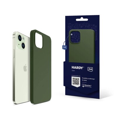 iPhone 15 Plus dėklas 3mk Hardy Silicone MagCase – žalias