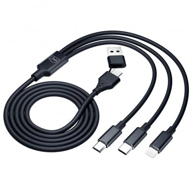 3mk Hyper Kabelis 3in1 USB-A - USB-C / USB-C - micro USB - Lightning 1.5m - Juodas 7 3mk Hyper Kabelis 3in1 USB-A - USB-C / USB-C - micro USB - Lightning 1.5m - Juodas 7