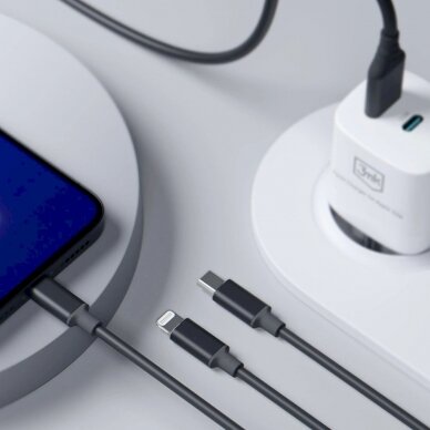 3mk Hyper Kabelis 3in1 USB-A - USB-C / USB-C - micro USB - Lightning 1.5m - Juodas 9 3mk Hyper Kabelis 3in1 USB-A - USB-C / USB-C - micro USB - Lightning 1.5m - Juodas 9