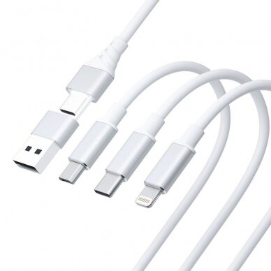 3mk Hyper Kabelis 3in1 USB-A - USB-C / USB-C - micro USB - Lightning 1.5m - Baltas 6 3mk Hyper Kabelis 3in1 USB-A - USB-C / USB-C - micro USB - Lightning 1.5m - Baltas 6