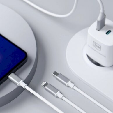 3mk Hyper Kabelis 3in1 USB-A - USB-C / USB-C - micro USB - Lightning 1.5m - Baltas 9 3mk Hyper Kabelis 3in1 USB-A - USB-C / USB-C - micro USB - Lightning 1.5m - Baltas 9