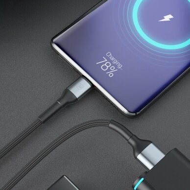 Krovimo kabelis 3mk Hyper Cable N-SERIES USB-A / USB-C 1 m 9V/2A 18 W QC 3.0 – juodas 1