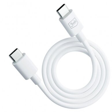 3mk Hyper Kabelis USB-C / USB-C 100W 1.2m - Baltas 2 3mk Hyper Kabelis USB-C / USB-C 100W 1.2m - Baltas 2