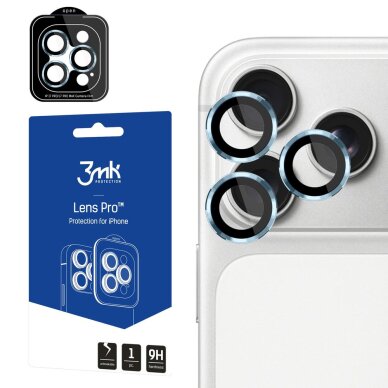 iPhone 17 Pro / 17 Pro Max 3mk Lens Protection Pro grūdintas kameros stiklas – šviesiai mėlynas iPhone 17 Pro / 17 Pro Max 3mk Lens Protection Pro grūdintas kameros stiklas – šviesiai mėlynas
