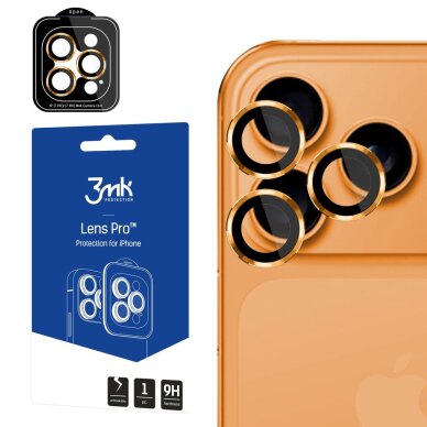iPhone 17 Pro / 17 Pro Max 3mk Lens Protection Pro grūdintas kameros stiklas – oranžinis iPhone 17 Pro / 17 Pro Max 3mk Lens Protection Pro grūdintas kameros stiklas – oranžinis