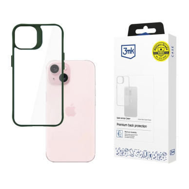 Dėklas 3mk Satin Armor Case+ Green Apple iPhone 15 - Permatomas