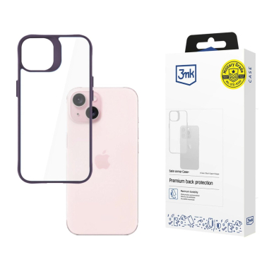 Dėklas 3mk Satin Armor Case+ Purple Apple iPhone 15 - Permatomas