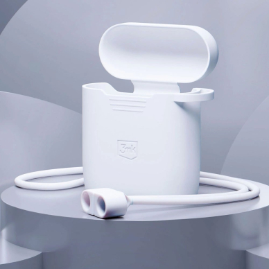 AirPods 2 3mk Silicon dėklas – baltas 2