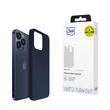 iPhone 15 Pro Max dėklas 3mk Silicone – tamsiai mėlynas