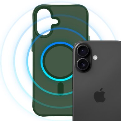 iPhone 16 Pro 3mk Smoke MagCase dėklas – žalias skaidrus 12