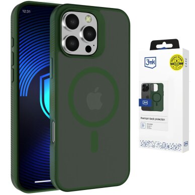 iPhone 16 Pro Max 3mk Smoke MagCase dėklas – žalias skaidrus
