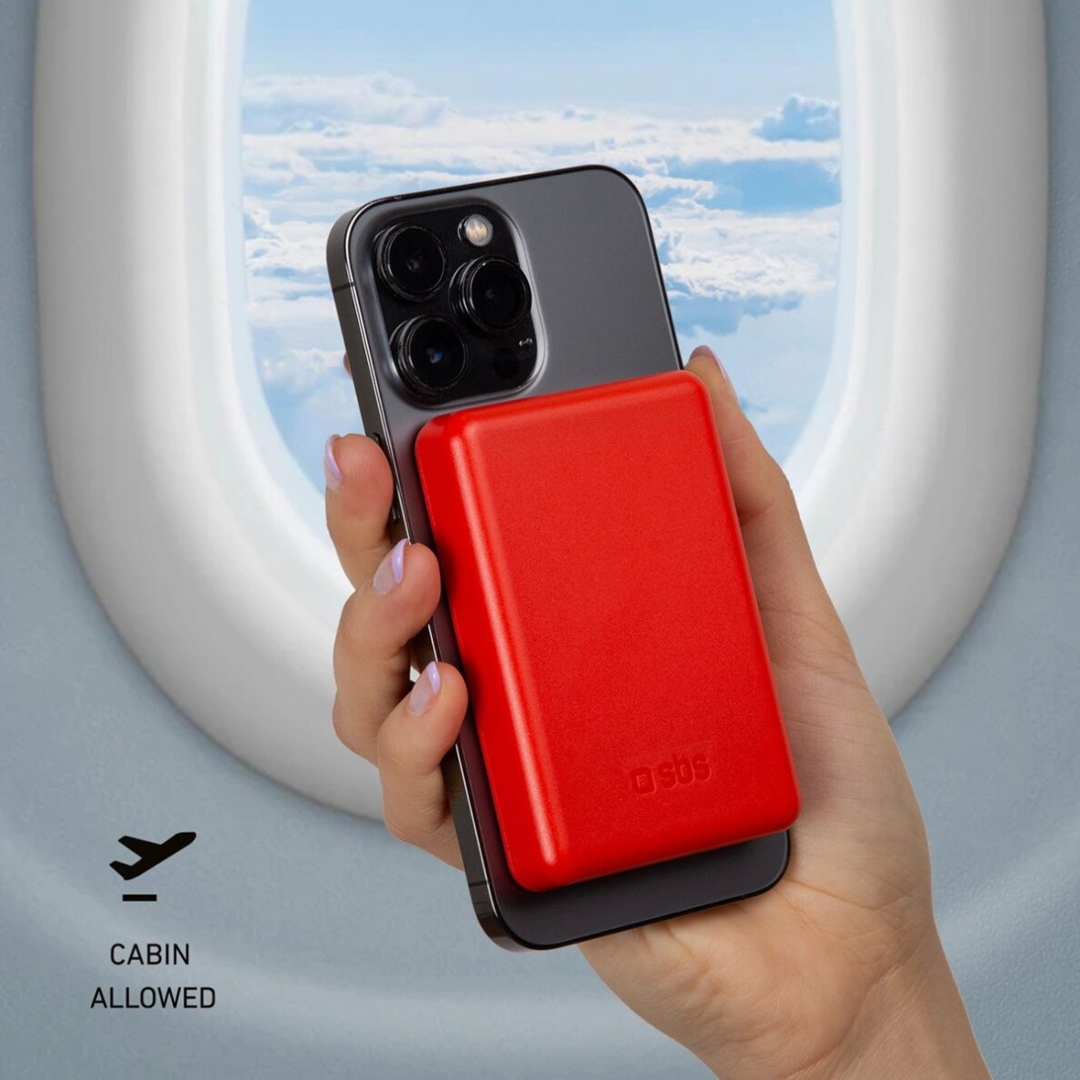 Belaidė magnetinė išorinė baterija 5000 mAh – raudona 2