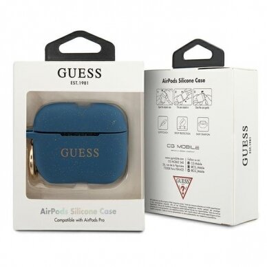 Dėklas Guess AirPods Pro Silicone Glitter - Mėlynas 2