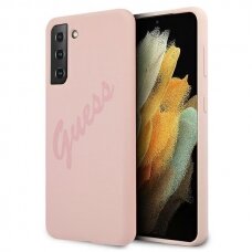 Dėklas Guess GUHCS21MLSVSPI Script Vintage Samsung Galaxy S21 Plus telefonui rožinis