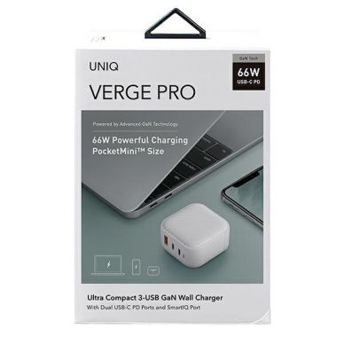 Buitinis Pakrovėjas UNIQ Verge Pro 66W Gan USB-C Baltas 8 Buitinis Pakrovėjas UNIQ Verge Pro 66W Gan USB-C Baltas 8