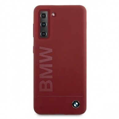 Dėklas BMW BMHCS21SSLBLRE Silicone Signature Logo Samsung Galaxy S21 telefonui raudonas 2