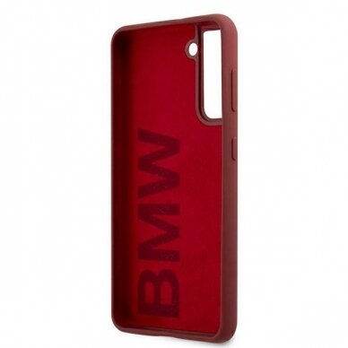 Dėklas BMW BMHCS21SSLBLRE Silicone Signature Logo Samsung Galaxy S21 telefonui raudonas 6