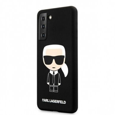 Dėklas Karl Lagerfeld KLHCS21MSLFKBK Silicone Iconic Samsung Galaxy S21 Plus telefonui juodas 1