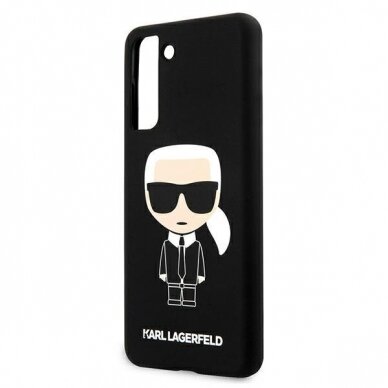 Dėklas Karl Lagerfeld KLHCS21MSLFKBK Silicone Iconic Samsung Galaxy S21 Plus telefonui juodas 5