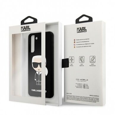 Dėklas Karl Lagerfeld KLHCS21MSLFKBK Silicone Iconic Samsung Galaxy S21 Plus telefonui juodas 7