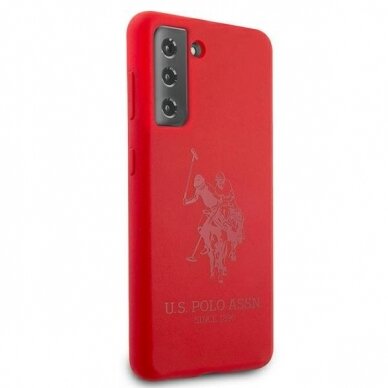 Dėklas US Polo USHCS21MSLHRTRE Silicone On Tone Samsung Galaxy S21 Plus telefonui raudonas 3