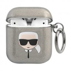 Airpods Dėklas Karl Lagerfeld KLA2UKHGK AirPods cover Juodas Glitter Karl`s Head