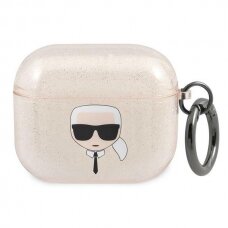 Airpods Dėklas Karl Lagerfeld KLA3UKHGD AirPods 3 cover Auksinis Glitter Karl`s Head KOW068