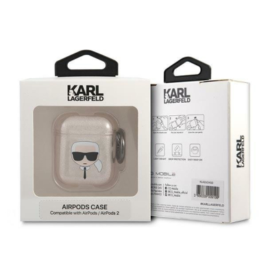 Airpods Dėklas Karl Lagerfeld KLA2UKHGD AirPods cover Auksinis Glitter Karl`s Head 2 Airpods Dėklas Karl Lagerfeld KLA2UKHGD AirPods cover Auksinis Glitter Karl`s Head 2