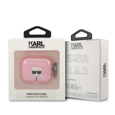 Airpods Dėklas Karl Lagerfeld KLA3UKHGP AirPods 3 cover Rožinis Glitter Karl`s Head 2 Airpods Dėklas Karl Lagerfeld KLA3UKHGP AirPods 3 cover Rožinis Glitter Karl`s Head 2
