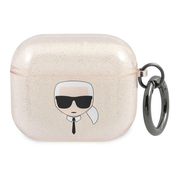 Airpods Dėklas Karl Lagerfeld KLA3UKHGD AirPods 3 cover Auksinis Glitter Karl`s Head KOW068 Airpods Dėklas Karl Lagerfeld KLA3UKHGD AirPods 3 cover Auksinis Glitter Karl`s Head KOW068