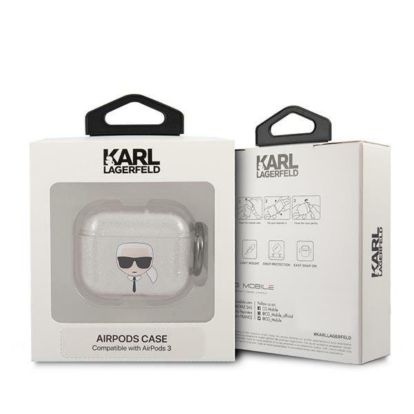 Airpods Dėklas Karl Lagerfeld KLA3UKHGS AirPods 3 cover Sidabrinis Glitter Karl`s Head KOW068 2 Airpods Dėklas Karl Lagerfeld KLA3UKHGS AirPods 3 cover Sidabrinis Glitter Karl`s Head KOW068 2