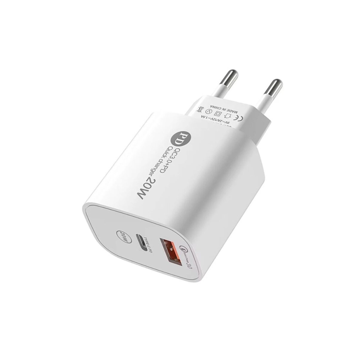 Sieninis įkroviklis A6MaxL 20 W USB-A / USB-C su 1 m USB-C – USB-C kabeliu – baltas 1