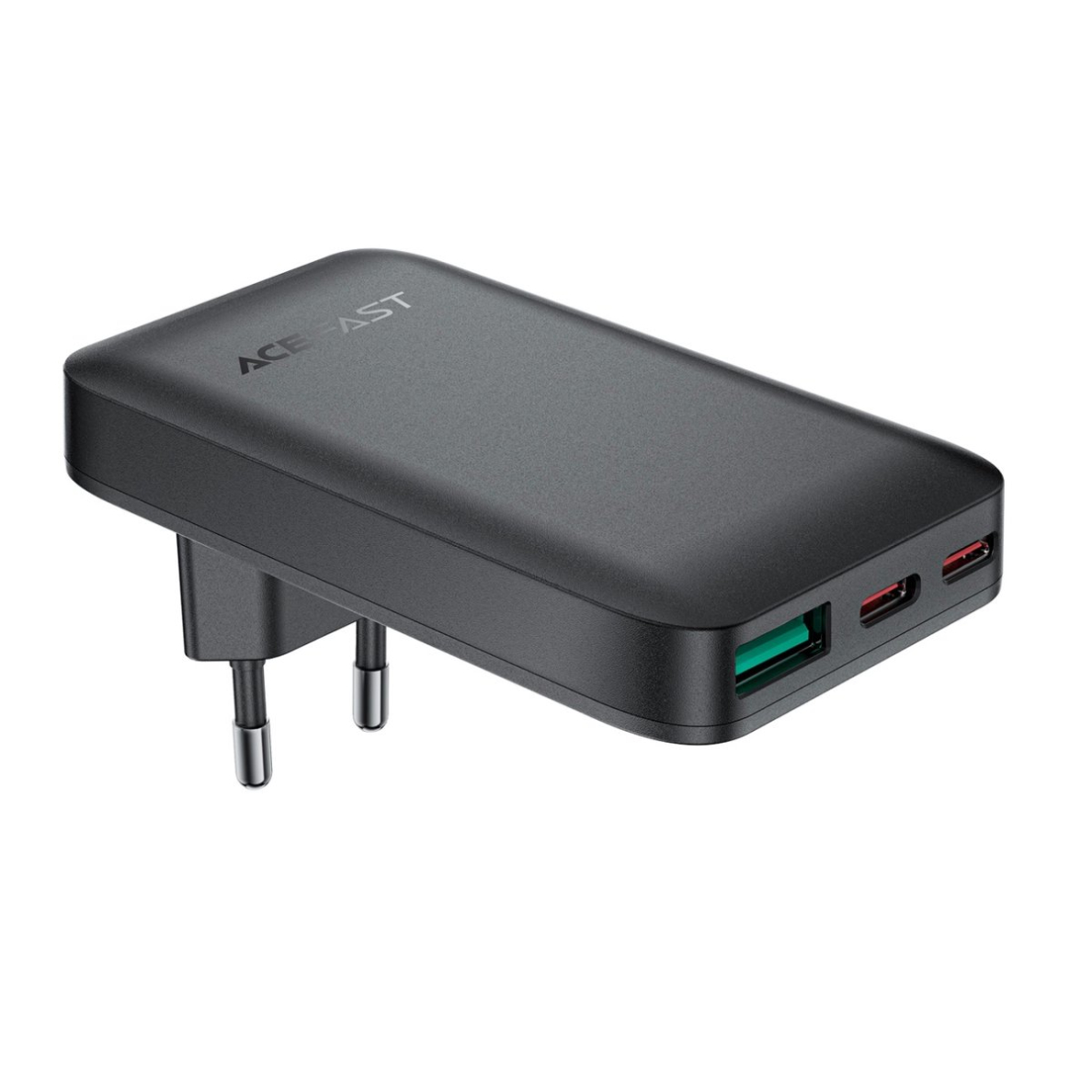 Acefast A100 65W GaN 2x USB-C + USB-A ultra plonas įkroviklis – juodas Acefast A100 65W GaN 2x USB-C + USB-A ultra plonas įkroviklis – juodas